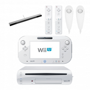 Набор Консоль Nintendo Wii U Модифицированная 96GB White + 10 Встроенных Игр Б/У  + Сенсор Движения Sensor Bar Silver + Контроллер Беспроводной Remote 2шт + Nunchuk 2шт - Retromagaz