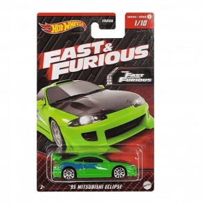 Тематическая Машинка Hot Wheels '95 Mitsubishi Eclipse Fast & Furious 1:64 HNR91 Green