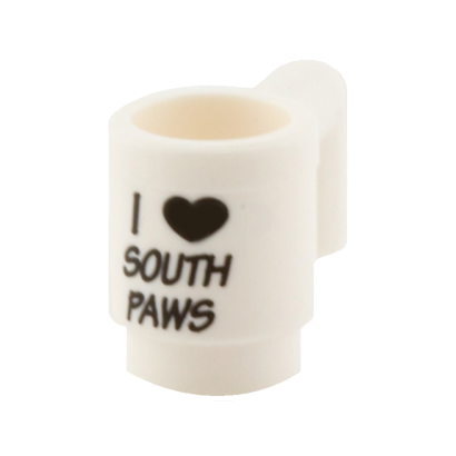 Посуд Lego Cup with Black 'I' Heart 'SOUTH PAWS' Pattern 3899pb005 6064740 White Б/У - Retromagaz