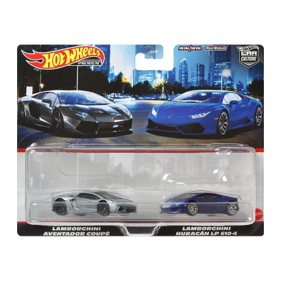 Машинка Premium Hot Wheels 2шт Lamborghini Aventador Coupe / Huracan LP 610-4 2-Packs 1:64 HFF32 Grey - Retromagaz