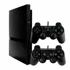 Набор Консоль Sony PlayStation 2 Slim SCPH-7xxx Europe Black Б/У  + Геймпад Проводной DualShock 2 SCPH-000 - Retromagaz