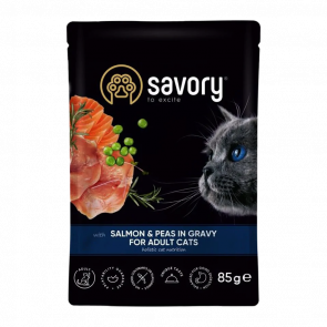 Вологий Корм для Котів Savory Лосось та Горошок 85g