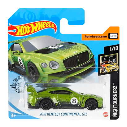 Машинка Базова Hot Wheels 2018 Bentley Continental GT3 Nightburnerz 1:64 GHB29 Green - Retromagaz