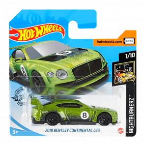 Машинка Базова Hot Wheels 2018 Bentley Continental GT3 Nightburnerz 1:64 GHB29 Green - Retromagaz