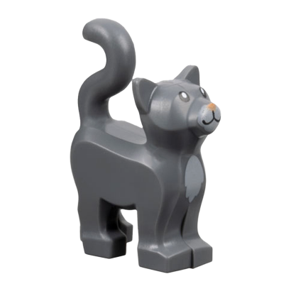 Фигурка Lego Земля Cat Standing with Light Bluish Gray Chest and Muzzle and Nougat Nose Pattern Animals 13786pb09 Dark Bluish Grey Б/У - Retromagaz