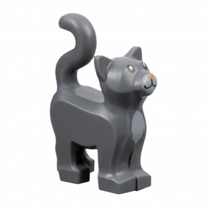 Фігурка Lego Земля Cat Standing with Light Bluish Gray Chest and Muzzle and Nougat Nose Pattern Animals 13786pb09 Dark Bluish Grey Б/У