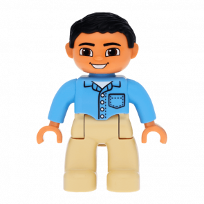 Фигурка Lego Boy Tan Legs Medium Blue Shirt Duplo 47394pb159 Б/У