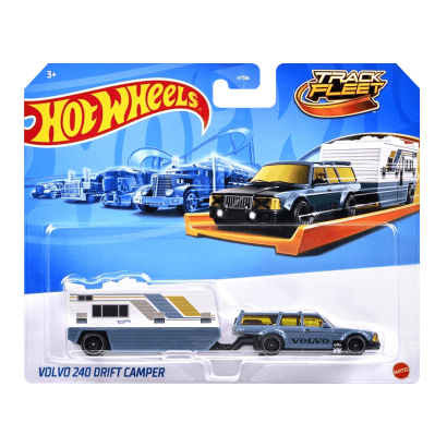 Машинка Базовая Hot Wheels Volvo 240 и Транспортер Drift Camper Track Fleet 1:64 HVD99 Teal 2шт - Retromagaz