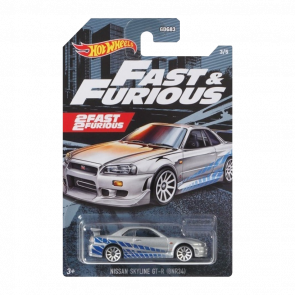 Тематическая Машинка Hot Wheels Nissan Skyline GT-R (BNR34) Fast & Furious 1:64 GRP56 Silver - Retromagaz