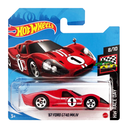 Машинка Базовая Hot Wheels '67 Ford GT-40 MK.IV Race Day 1:64 GRX30 Red - Retromagaz