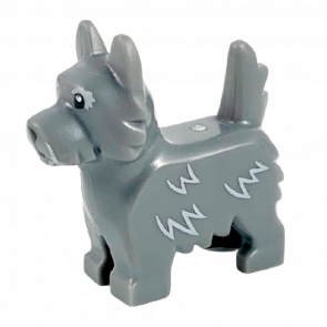 Фігурка Lego Земля Dog Terrier with Black Eyes and Nose Light Bluish Gray Fur Lines Animals 26078pb002 6256414 Dark Bluish Grey Б/У