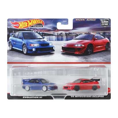 Машинка Premium Hot Wheels 2шт '95 Mitsubishi Eclipse / Lancer Evolution VI 2-Packs 1:64 HKF59 Red - Retromagaz