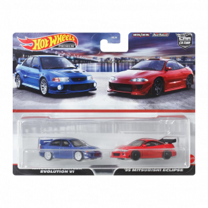 Машинка Premium Hot Wheels 2шт '95 Mitsubishi Eclipse / Lancer Evolution VI 2-Packs 1:64 HKF59 Red - Retromagaz