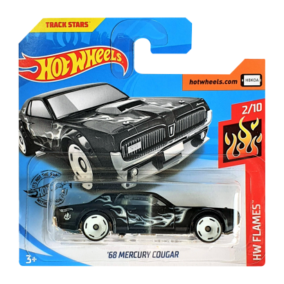 Машинка Базовая Hot Wheels '68 Mercury Cougar Flames 1:64 GMR67 Black - Retromagaz