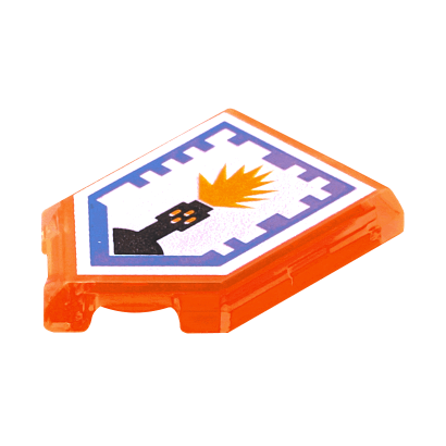 Плитка Lego Модифікована Декоративна Pentagonal Nexo Power Shield Pattern Flash Cannon 2 x 3 22385pb040 6133133 Trans-Neon Orange 4шт Б/У - Retromagaz