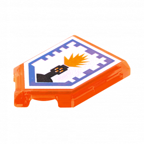 Плитка Lego Модифікована Декоративна Pentagonal Nexo Power Shield Pattern Flash Cannon 2 x 3 22385pb040 6133133 Trans-Neon Orange 4шт Б/У