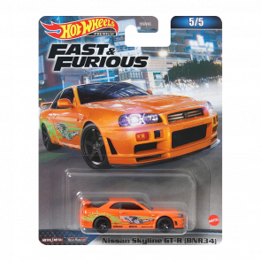 Машинка Premium Hot Wheels Nissan Skyline GT-R (BNR34) Fast & Furious 1:64 HKD21 Orange