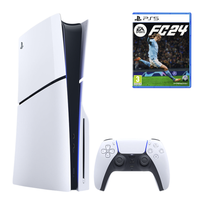 Набір Консоль Sony PlayStation 5 Slim Blu-ray 1TB White Новий  + Гра EA Sports FC 24 Російська Озвучка - Retromagaz