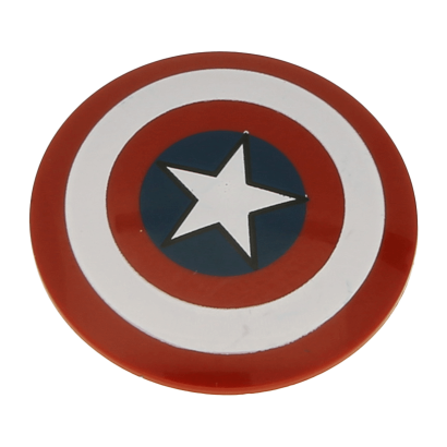 Зброя Lego Щит Round with Rounded Front with Bullseye Captain America Star 75902pb01 6005161 Dark Red Б/У - Retromagaz