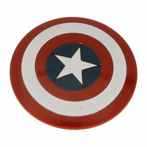 Зброя Lego Щит Round with Rounded Front with Bullseye Captain America Star 75902pb01 6005161 Dark Red Б/У - Retromagaz