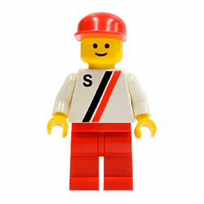 Фигурка Lego Race 973p14 'S' White with Red Black Stripe City s002 Б/У - Retromagaz