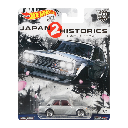 Машинка Premium Hot Wheels Nissan Datsun Bluebird 510 Standart Japan Historics 1:64 FLC09 Silver 1шт - Retromagaz