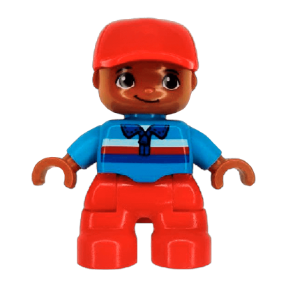 Фігурка Lego Boy Red Legs Medium Blue Top with Zipper Duplo 47205pb042a 1 Б/У - Retromagaz