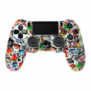 Чохол Силіконовий RMC PlayStation 4 Stickers Grey Новий - Retromagaz