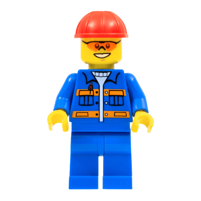 Фігурка Lego Construction 973pb0551 Blue Jacket with Pockets and Orange Stripes City con010 1 Б/У - Retromagaz