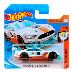 Машинка Базова Hot Wheels Custom '18 Ford Mustang GT Gulf Muscle Mania 1:64 FYF87 White