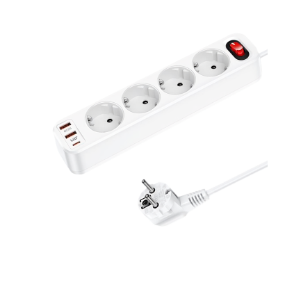 Мережевий фільтр Hoco NS1 Aura 4-bit Extension Cable Socket White 4000 W - Retromagaz