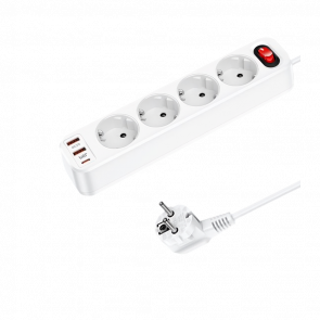 Сетевой фильтр Hoco NS1 Aura 4-bit Extension Cable Socket White 4000 W