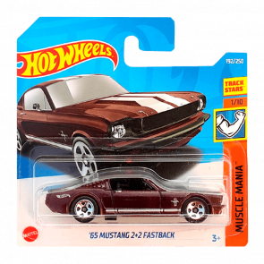 Машинка Базова Hot Wheels '65 Mustang 2+2 Fastback Muscle Mania 1:64 HCX81 Dark Red - Retromagaz