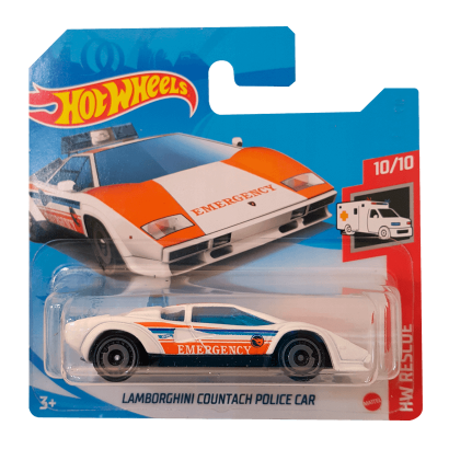 Машинка Базовая Hot Wheels Lamborghini Countach Police Car Treasure Hunts Rescue 1:64 GTC86 White - Retromagaz