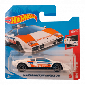 Машинка Базова Hot Wheels Lamborghini Countach Police Car Treasure Hunts Rescue 1:64 GTC86 White - Retromagaz