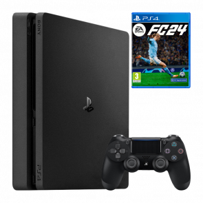 Набор Консоль Sony PlayStation 4 Slim 500GB Black Б/У  + Игра EA Sports FC 24 Русская Озвучка