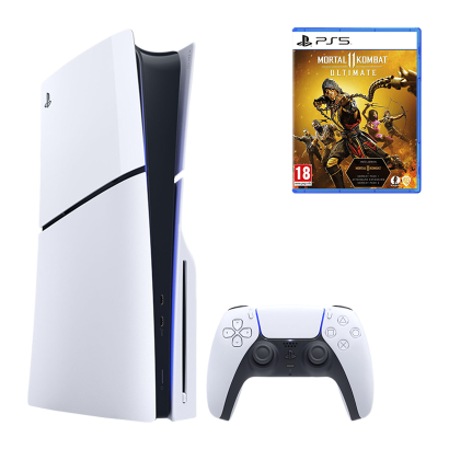 Набір Консоль Sony PlayStation 5 Slim Blu-ray 1TB White Новий  + Гра Mortal Kombat 11 Ultimate Edition Російські Субтитри - Retromagaz