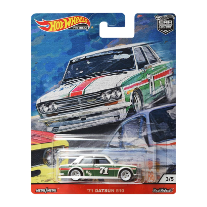 Машинка Premium Hot Wheels '71 Datsun 510 Door Slammers 1:64 GJP77 White - Retromagaz