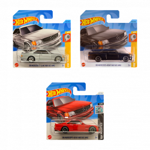 Набор Машинка Базовая Hot Wheels '89 Mercedes-Benz 560 SEC AMG HTB70 Red + HKG45 Black + HKK85 Metallic Silver - Retromagaz