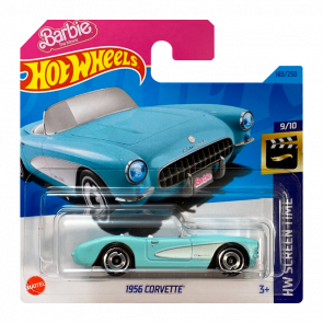 Машинка Базова Hot Wheels 1956 Corvette Barbie The Movie Screen Time 1:64 HKK87 Light Blue - Retromagaz