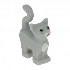 Фігурка Lego Земля Cat White Chest and Muzzle and Bright Pink Nose Animals 13786pb01 1 6038148 Light Bluish Grey Б/У - Retromagaz