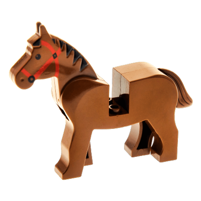 Фигурка Lego Земля Horse with Black Eyes Red Bridle Black Mane Pattern Animals 4493c01pb01 1 Brown Б/У - Retromagaz