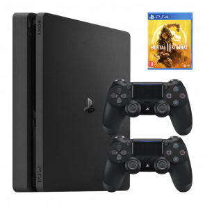 Набір Консоль Sony PlayStation 4 Slim 1TB Black Б/У  + Геймпад Бездротовий DualShock 4 Version 2 + Гра Mortal Kombat 11 Російські Субтитри - Retromagaz