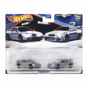 Машинка Premium Hot Wheels Nissan Skyline GT-R (BNR32) / (BNR34) NISMO 2-Packs 1:64 HCY75 Metallic Silver 2шт - Retromagaz