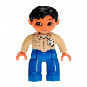 Фигурка Lego Boy Mechanic Blue Legs Tan To Duplo 47394pb023 Б/У