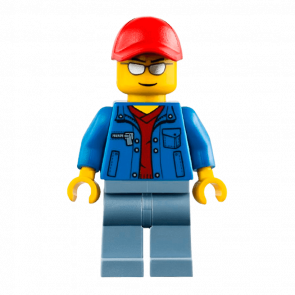 Фигурка Lego People 973pb1558 Blue Jacket over Dark Red V-Neck Sweater City cty0461 Б/У