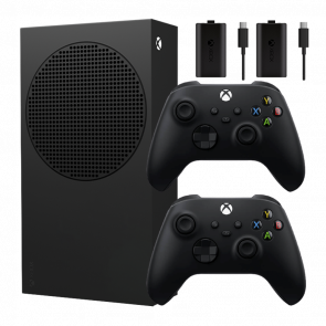 Набор Консоль Microsoft Xbox Series S 1TB Carbon Black Новый  + Геймпад Беспроводной + Аккумулятор Play and Charge 2шт - Retromagaz