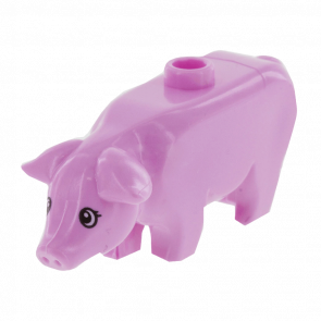 Фигурка Lego Земля Pig with Black and White Eyes and Eyelashes Pattern Animals 87621pb04 1 6194399 Bright Pink Б/У