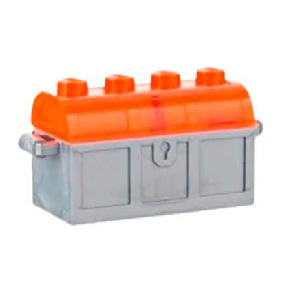 Емкость Lego Treasure Chest Bott Lid 2 x 4 x 2 4738ac02 4739a 6125675 473947 6125676 Flat Silver Trans-Neon Orange Б/У - Retromagaz