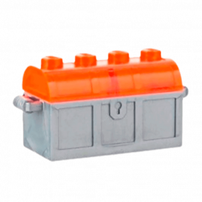 Емкость Lego Treasure Chest Bott Lid 2 x 4 x 2 4738ac02 4739a 6125675 473947 6125676 Flat Silver Trans-Neon Orange Б/У - Retromagaz